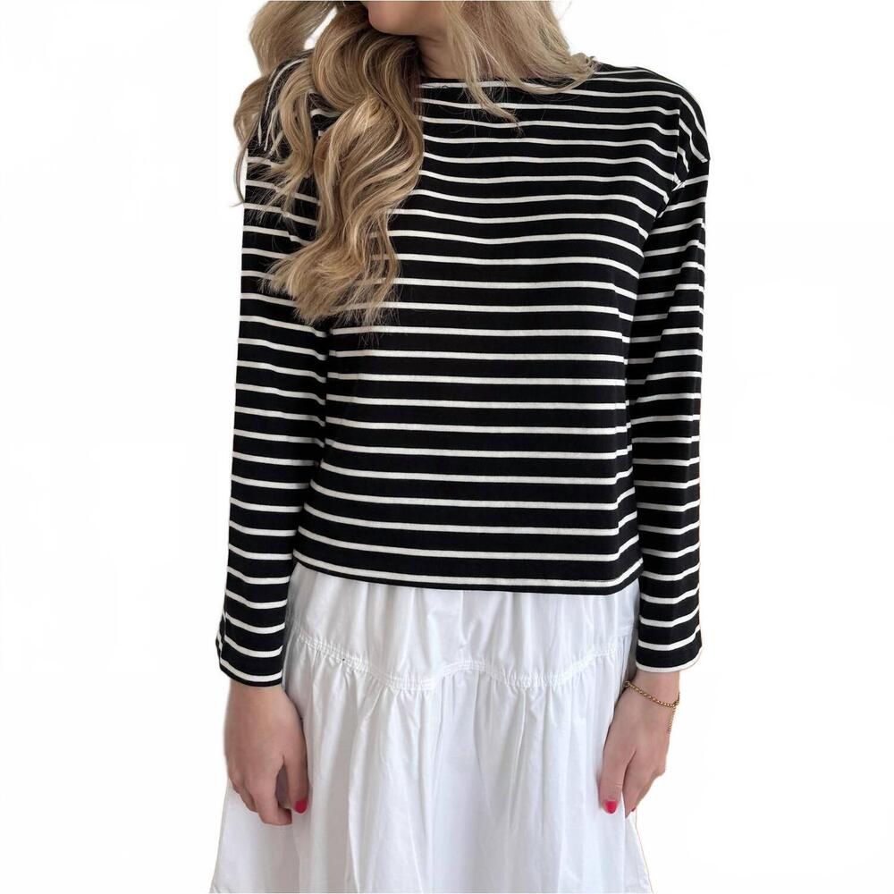 NEW MIOU MUSE aelin striped long sleeve top in black/white